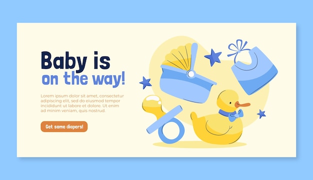 Baby shower party celebration horizontal banner template