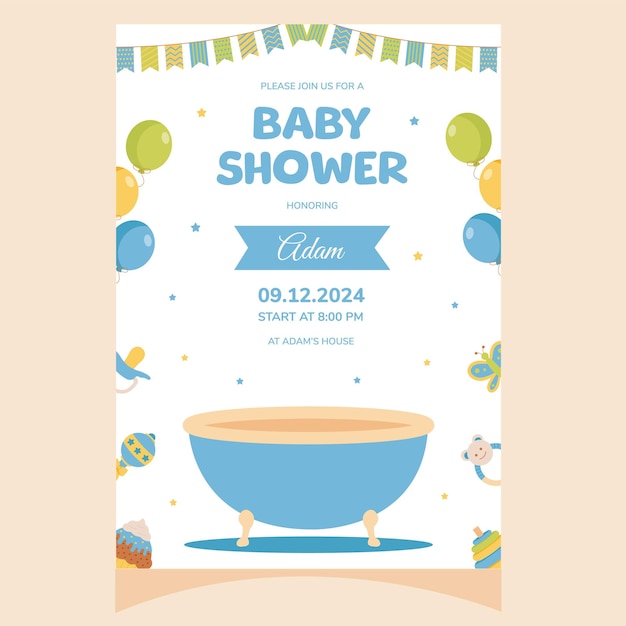 baby shower party invitation its a boy invitation with baby bath