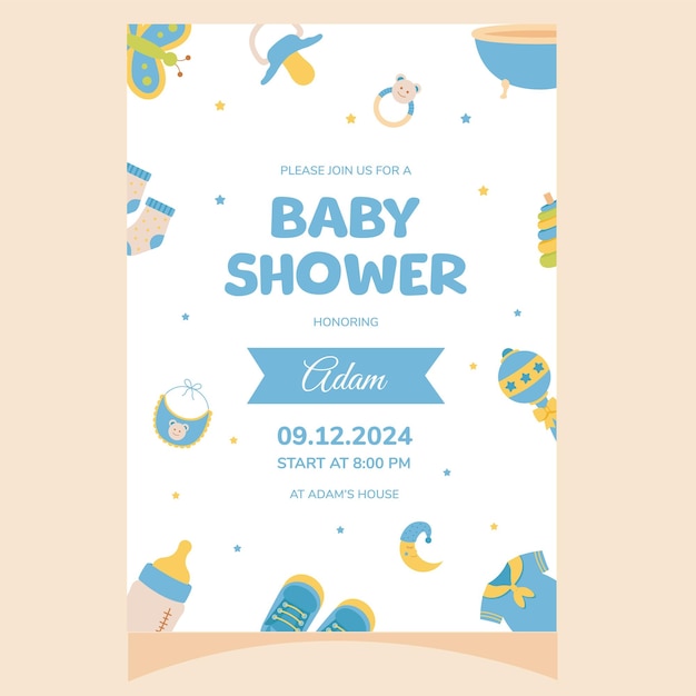 Baby shower party invitation Its a boy Template for party invitation poster greeting card