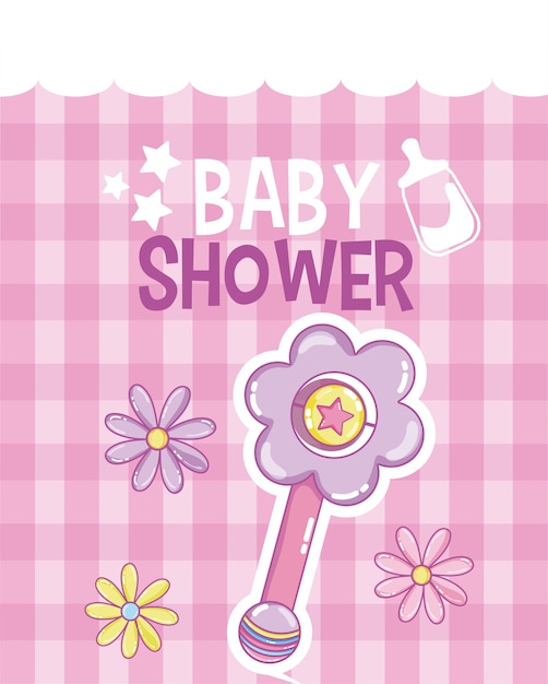 Baby shower pink card vector illustration graphic design