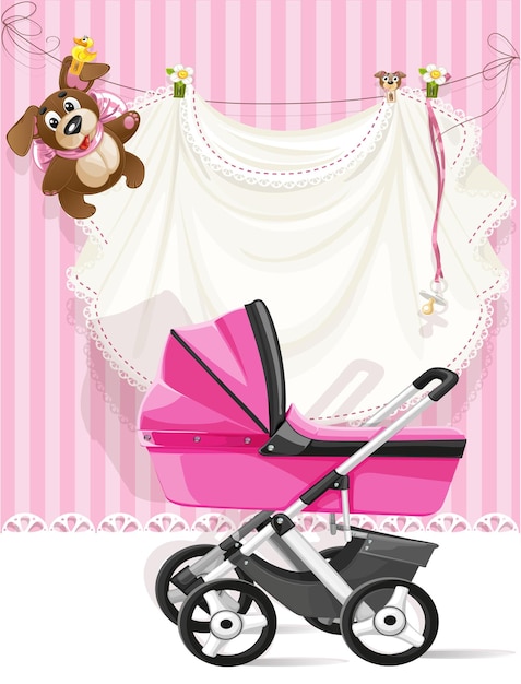 Baby shower pink card