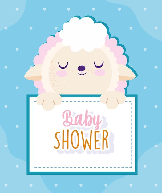 Baby shower schattige schapen dier bedrijf banner vectorillustratie