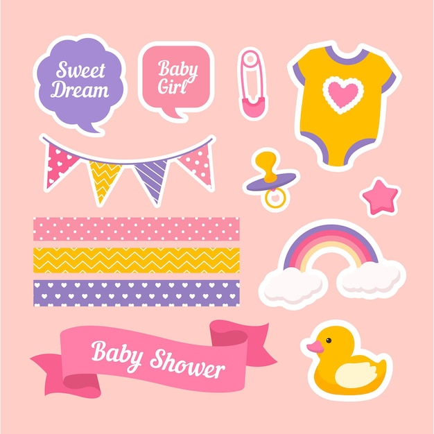 Vector baby shower scrapbook set