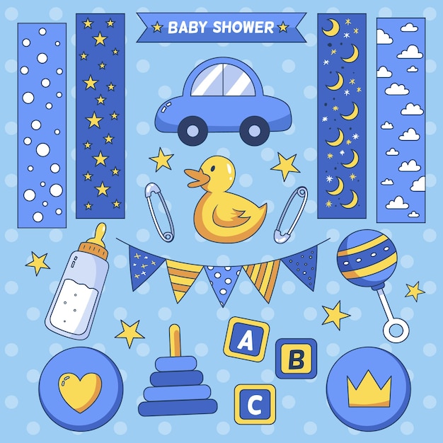 Vector baby shower scrapbook set