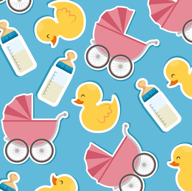 Vector baby shower seamless patterns