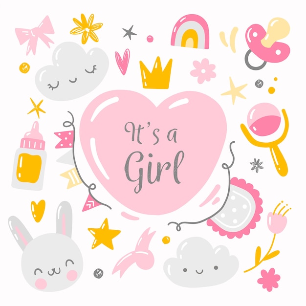 Vector baby shower surprise party for girl