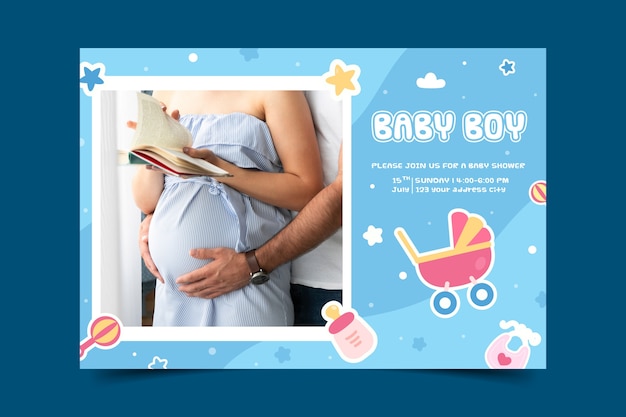 Baby shower template invitation for boy concept