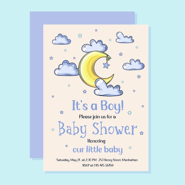 Baby shower uitnodiging Leuk uitnodigingskaarten ontwerp voor baby shower party Sjabloonontwerp voor meisje en jongen