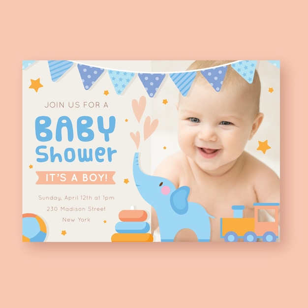 Baby shower uitnodiging sjabloon met foto