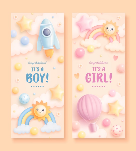 Baby shower vertical banners with lettering