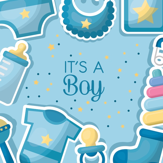 Baby shower viering kleding slabbetje fles melk achtergrond geboren jongen