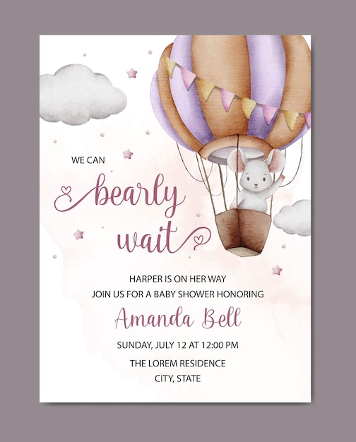 Baby Shower Watercolor Invitation Card