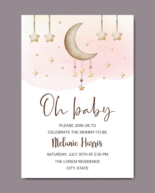 baby shower watercolor invitation card