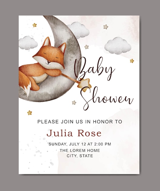 Baby Shower watercolor invitation card