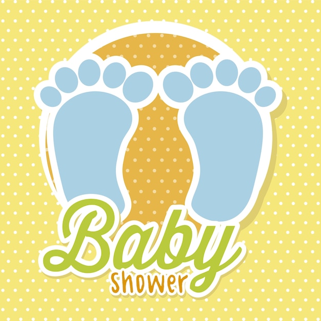 baby shower with foots over yellow background vector