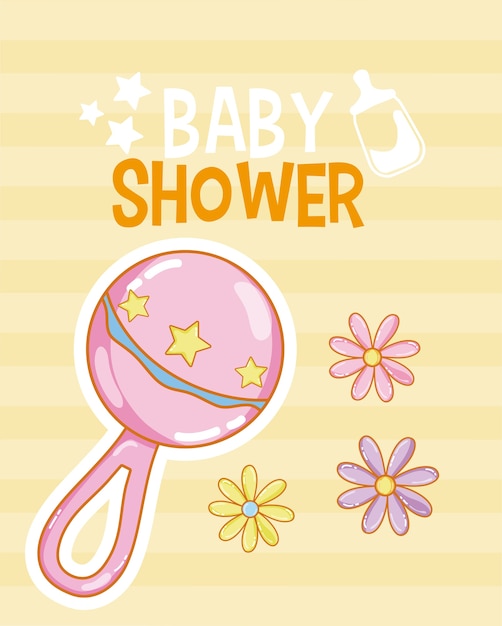Progettazione grafica dell'illustrazione di vettore della carta gialla della doccia di bambino
