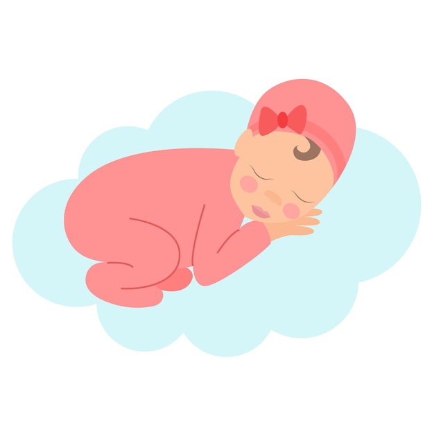 Vector baby sleeps on air cloud vector illustration