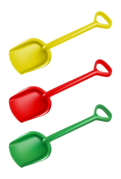 Vector baby spades in yellow, green and red. isolated illustration icons.