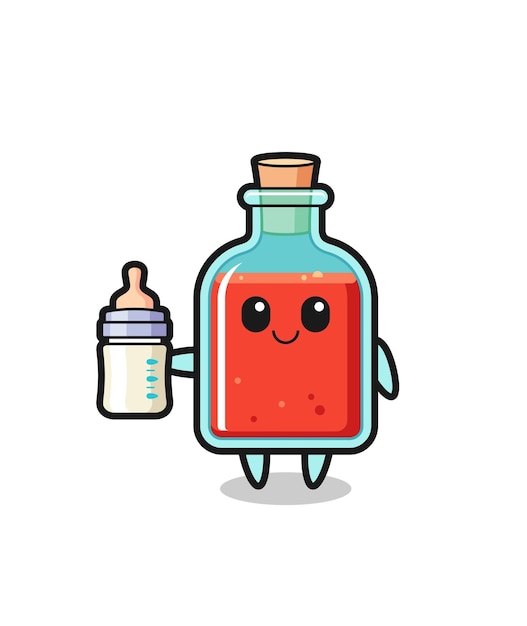 Baby square poison bottle cartoon character with milk bottle cute design