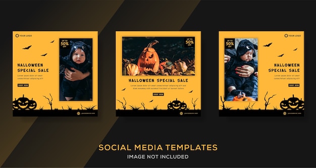 baby store halloween special sale banner post for social media.  