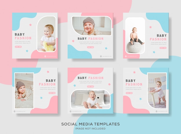 Baby store sale banner template with blue and pink color.
