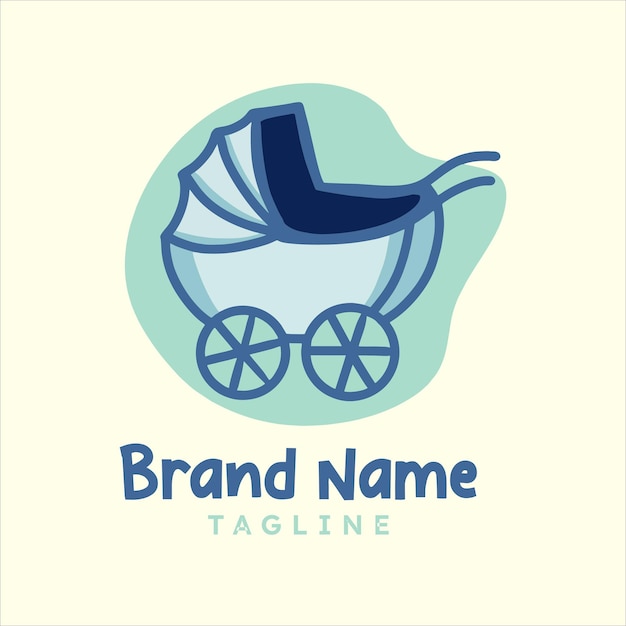 Vector baby stroller logo for baby or kids brand