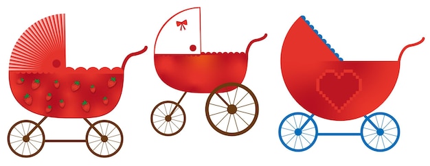 baby stroller in red colors