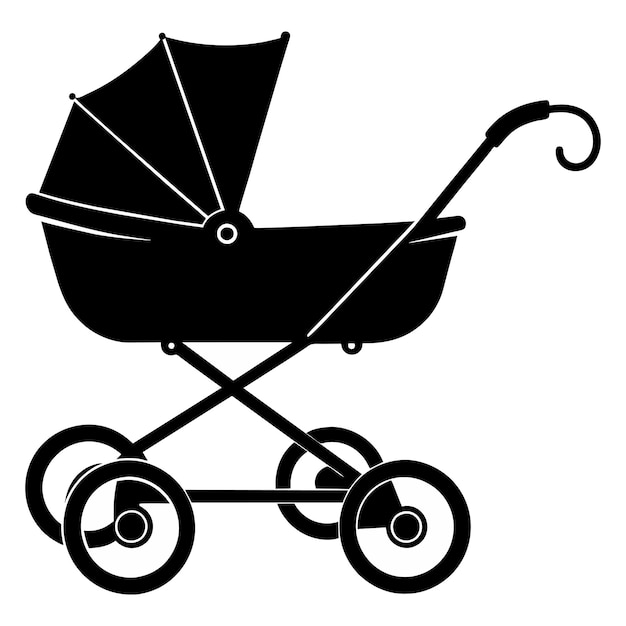baby stroller silhouette black isolated on white background