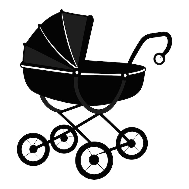 baby stroller silhouette black isolated on white background