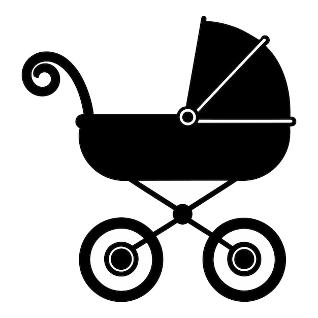 baby stroller silhouette black isolated on white background
