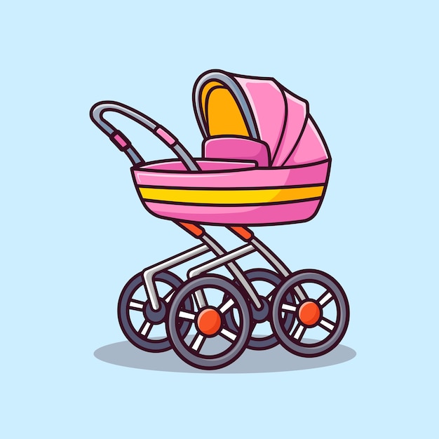 Vector baby stroller vector illustration isolated icon
