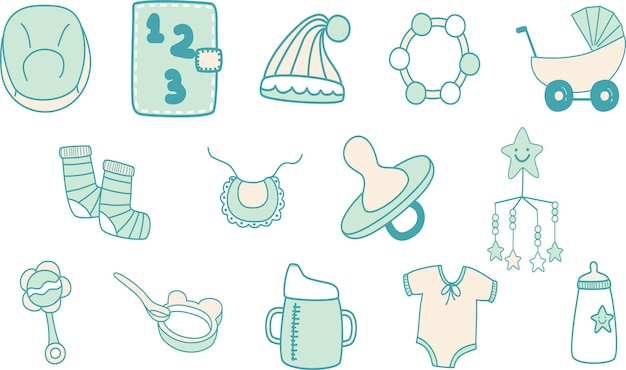 Baby Supplies Illustration Set