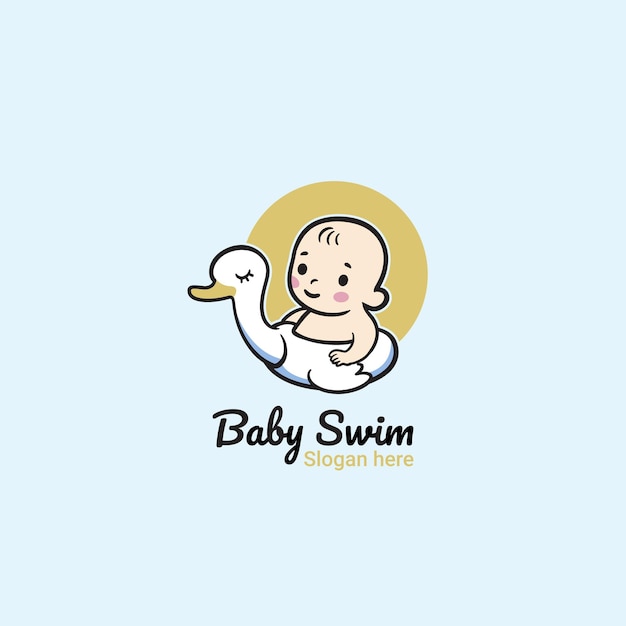 Vector baby swim logo baby shop