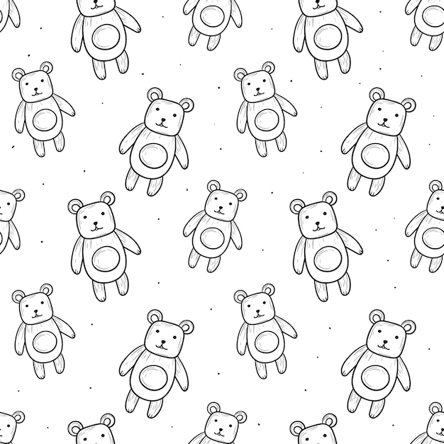 Baby teddybeer speelgoed vector naadloze doodle patroon