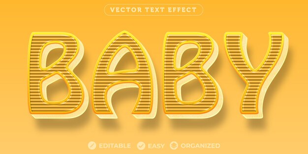 Vector baby-teksteffect volledig bewerkbaar lettertype-teksteffect