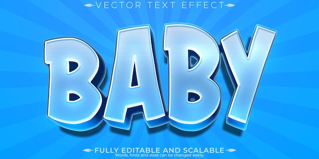 Vector baby text effect editable boy girl and cute customizable font style