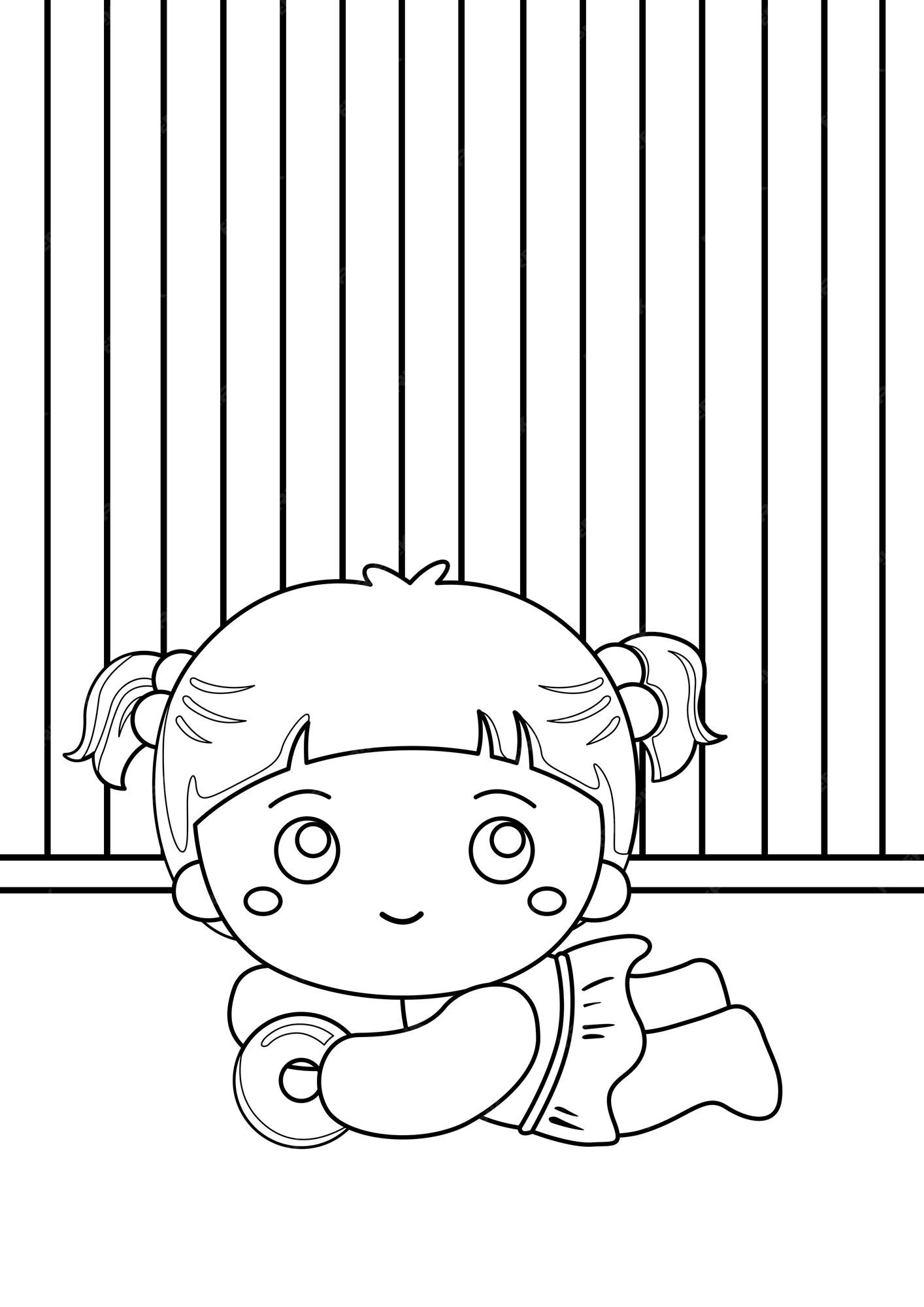 Premium Vector | Baby and their toys coloring pages for kids a4 page