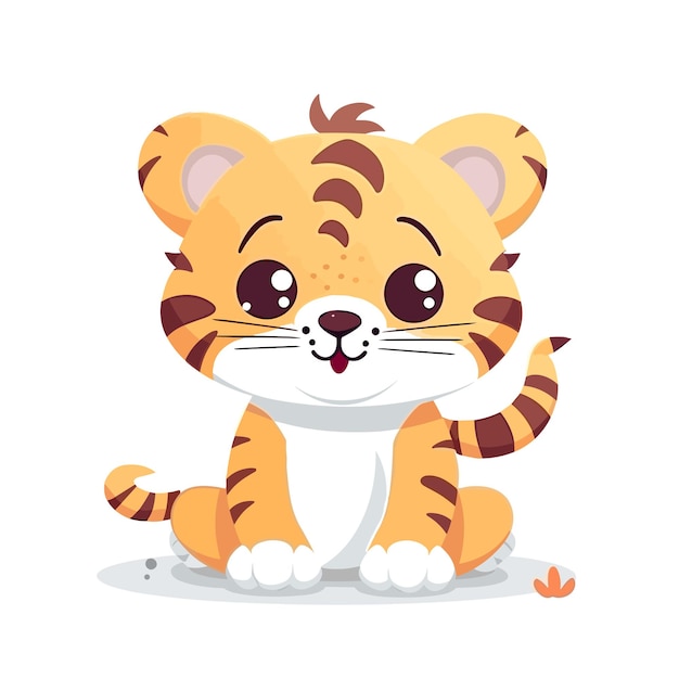 baby tiger in cartoon style on white background