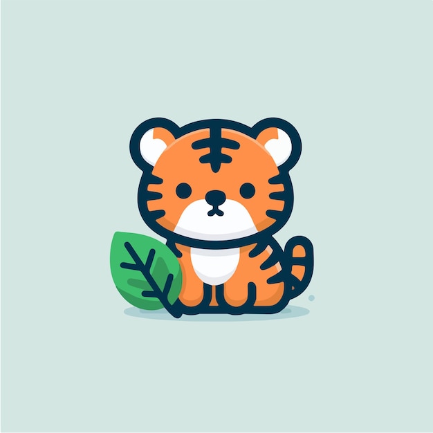 Вектор Маленький тигр с плоским стилем дизайна