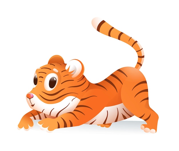 Baby tiger crawling and sneaky animal for children