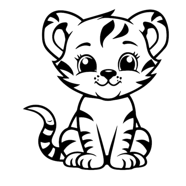 Vector baby tiger doodle illustration