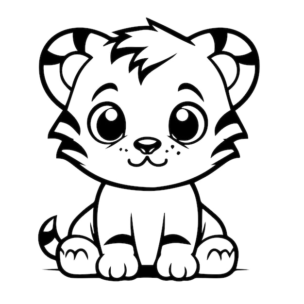 Vector baby tiger doodle illustration