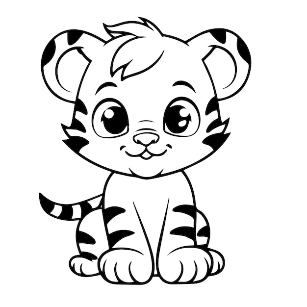 Premium Vector | Baby tiger doodle illustration