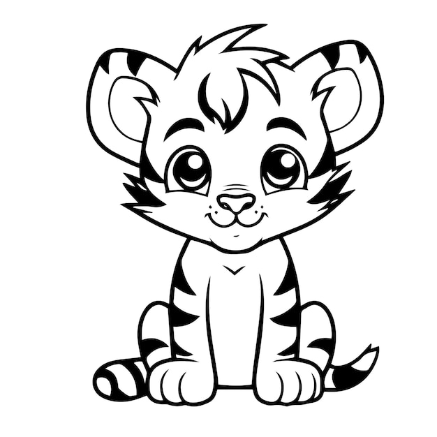 Premium Vector | Baby tiger doodle illustration