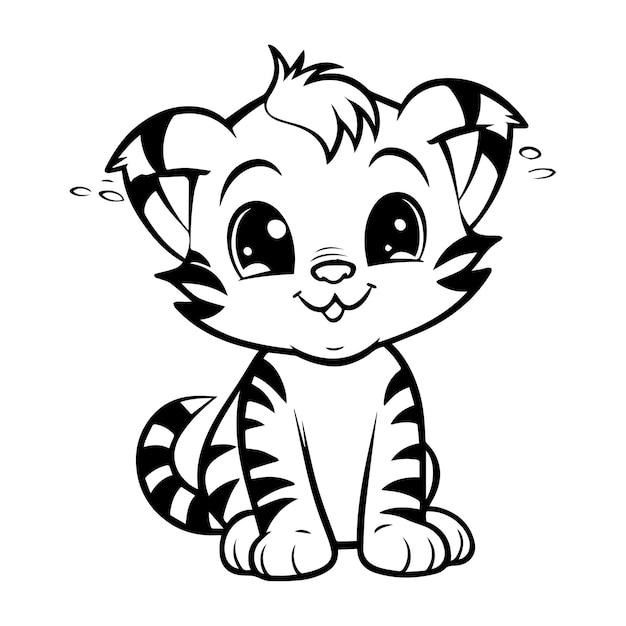 Vector baby tiger doodle illustration