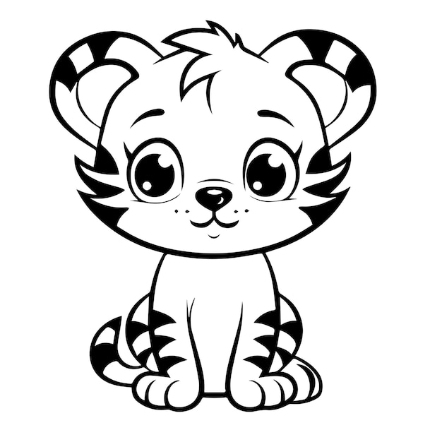 Premium Vector | Baby tiger doodle illustration