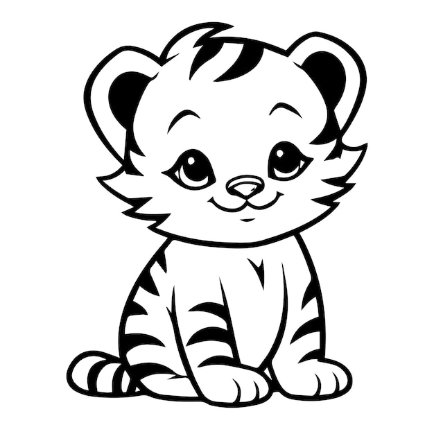 Premium Vector | Baby tiger doodle illustration