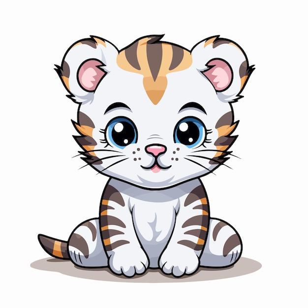 Vettore baby tigre con una faccia felice e progettato utilizzando uno stile vettoriale