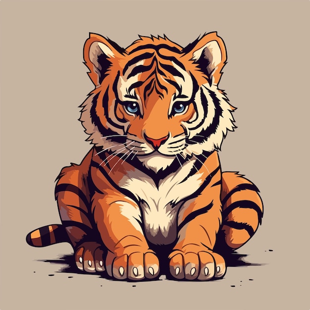 Baby tiger with a happy face and designed using a vector style