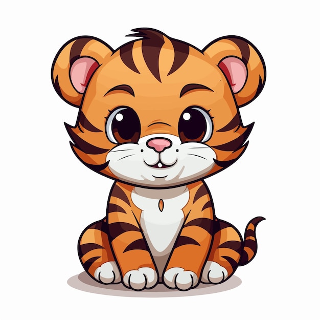 Vettore baby tigre con una faccia felice e progettato utilizzando uno stile vettoriale
